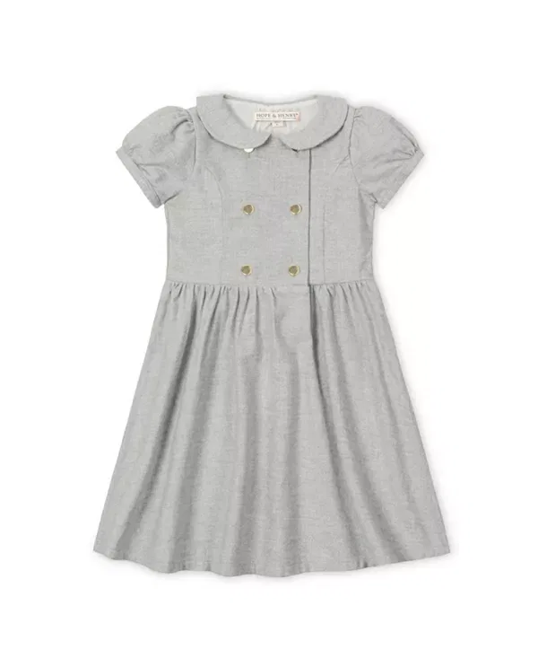 Детское платье для девочек с воротником Hope & Henry, Gray Heather Flannel