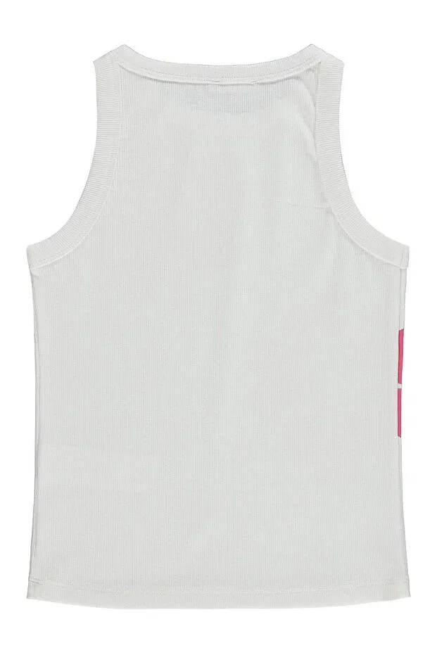 Детский топ-майка для девочек с принтом Hibiscus Flower Printed Civil Girls, Off White — фото 2