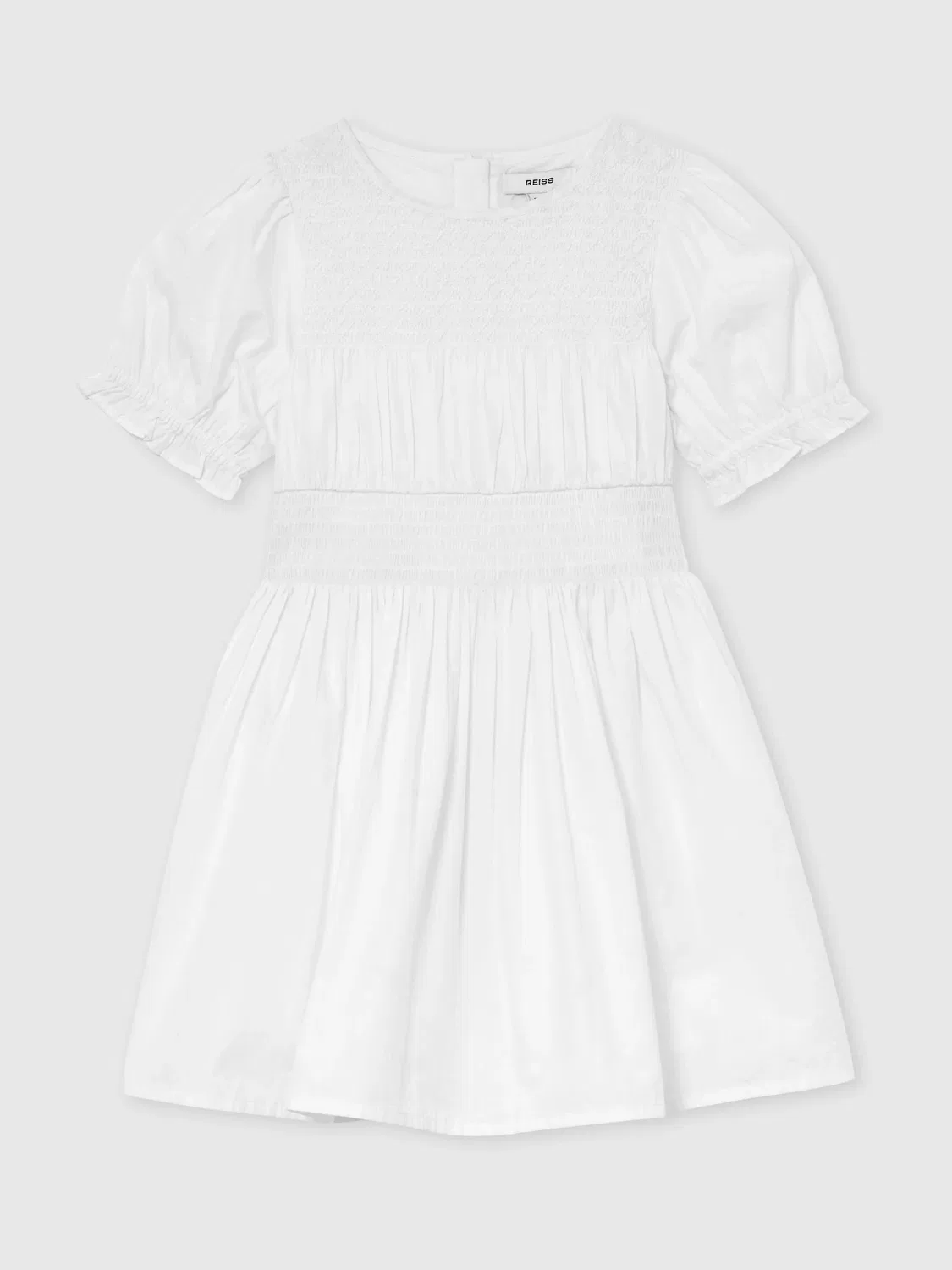 Платье с завышенной талией и рукавами-фонариками, модель White Amber Reiss, белый