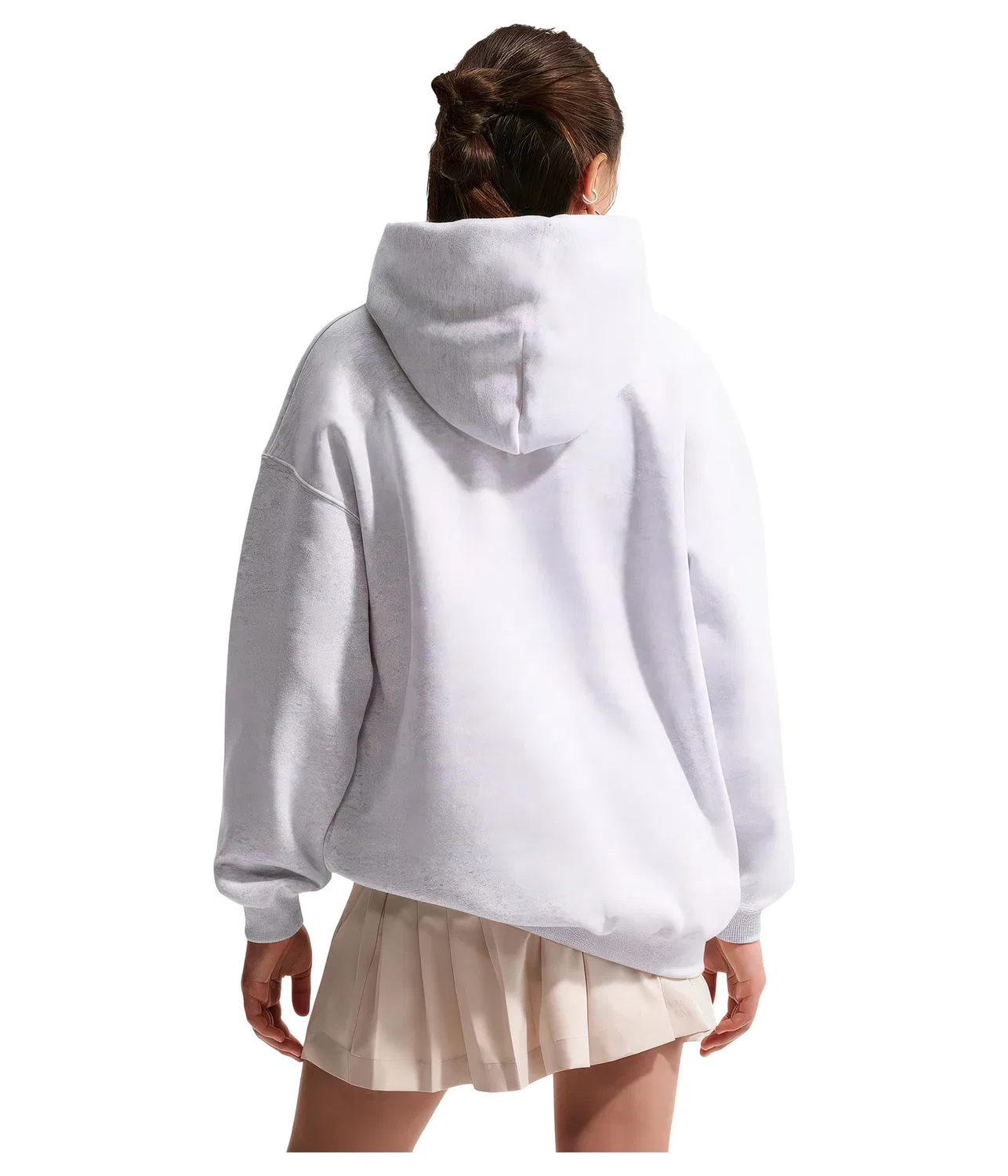Толстовка Sportswear Studio Fleece Oversized Hoodie (для детей постарше) Nike Kids, Birch Heather/White — фото 2