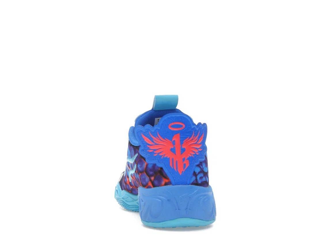 Детские кроссовки баскетбольные Puma LaMelo Ball MB.04 Lo Puma, Ultra Blue/Luminous Pink/Green Glare — фото 4