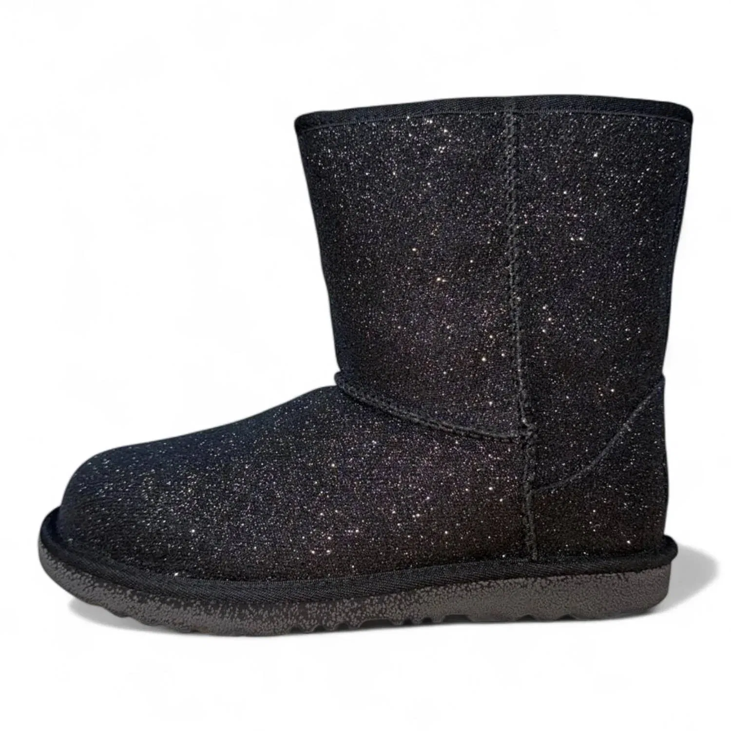 Детские зимние ботинки на платформе с блестками Classic Short II Glitter Boot UGG, черный
