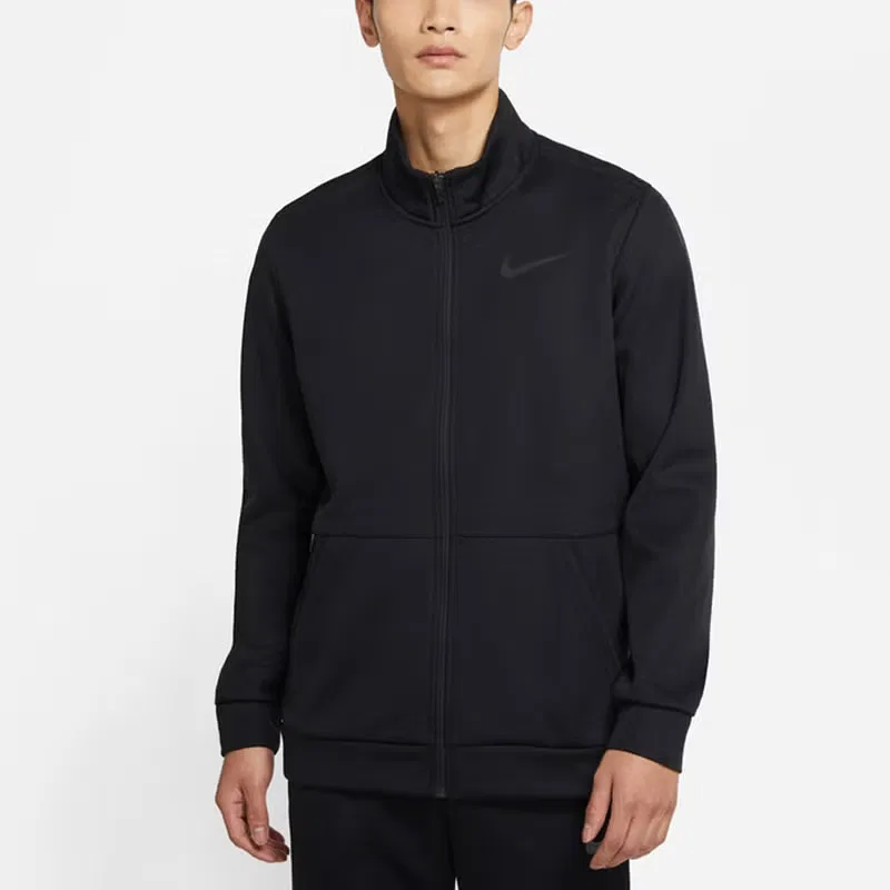 Куртка спортивная тренировочная с воротником-стойкой Therma Nike, черный — фото 4