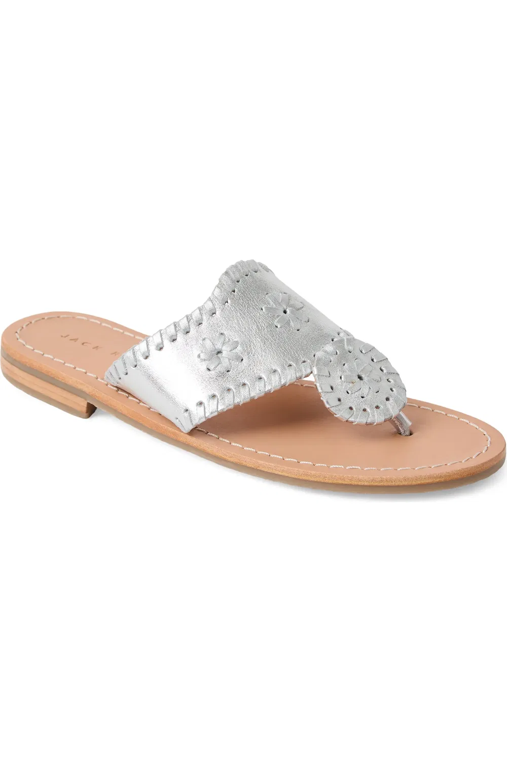 Детские сандалии кожаные с прострочкой Jack Rogers, Silver