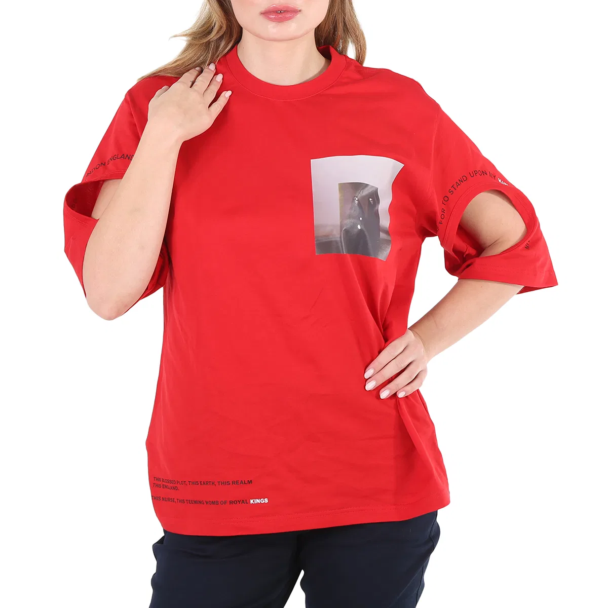 Футболка оверсайз с вырезами и принтом Carrick Burberry, Bright Red