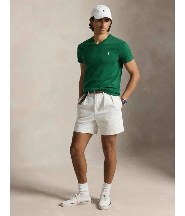 Мужская футболка с V-образным вырезом Custom Slim Fit Polo Ralph Lauren, Verde Bottiglia — фото 2