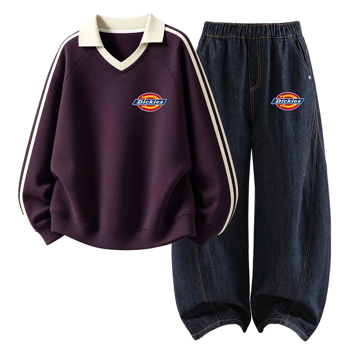 Детский спортивный комплект с воротником-поло, модель Standard Thick K, Dickies, Berry Dark Reddish Purple/Silicone Denim Black Blue