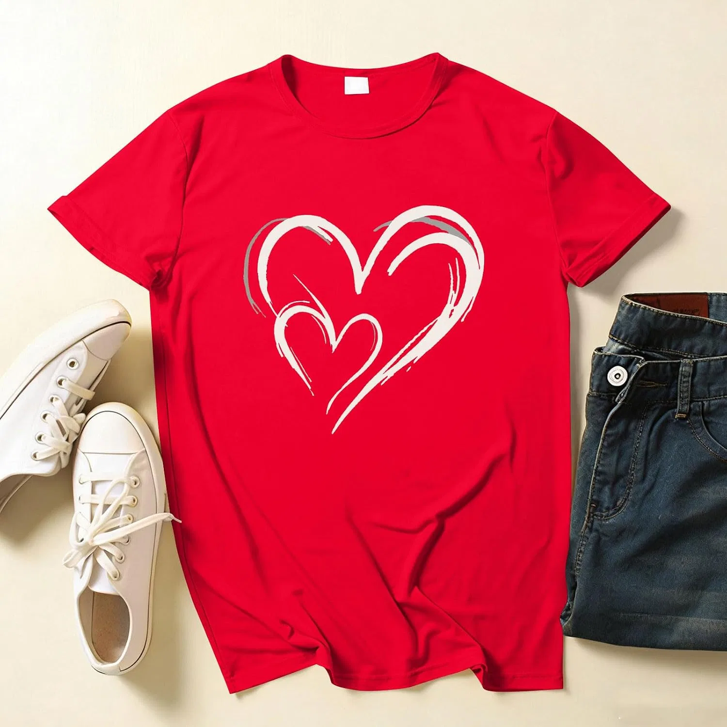 Женская футболка с сердцем Tie Dye, Red — фото 2