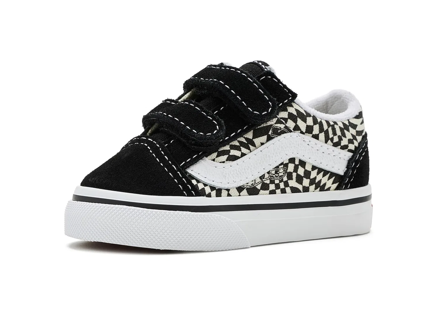 Кроссовки Old Skool V (для младенцев и малышей) Vans Kids, Vans Warp Black/Marshmallow/Multi — фото 2