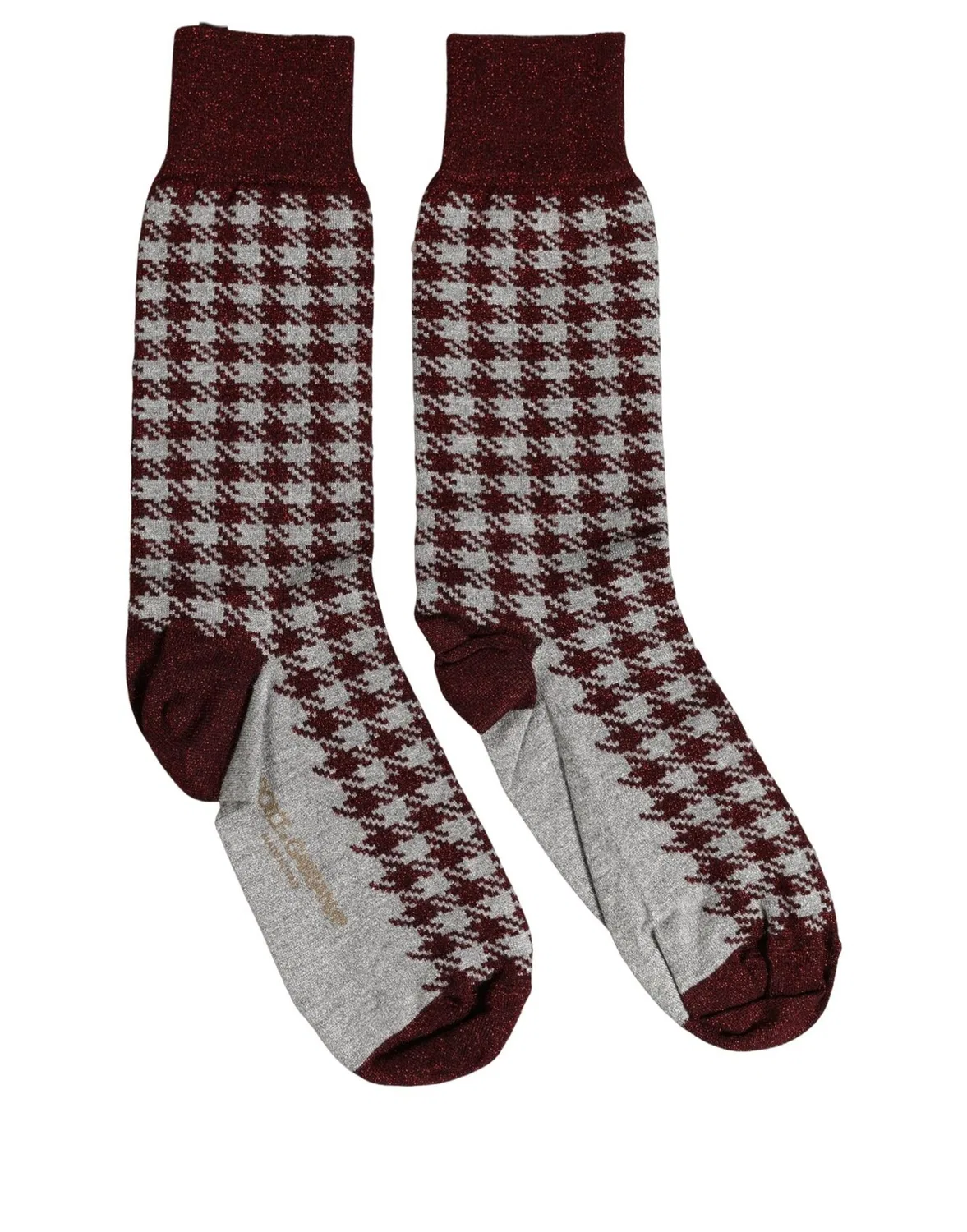 Женские носки с узором гусиная лапка Mid Calf Dolce & Gabbana, Maroon Gray — фото 4