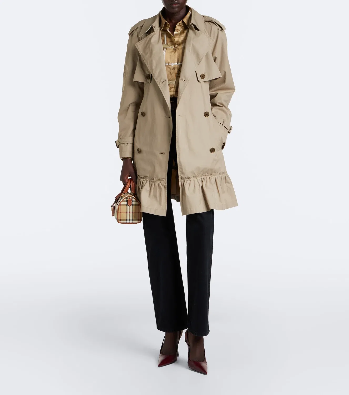 Тренч из хлопкового габардина Tillydrine Burberry, бежевый — фото 2