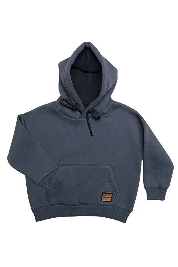 Детское худи для девочек оверсайз с капюшоном из футера Cloise, Smoke Grey — фото 4