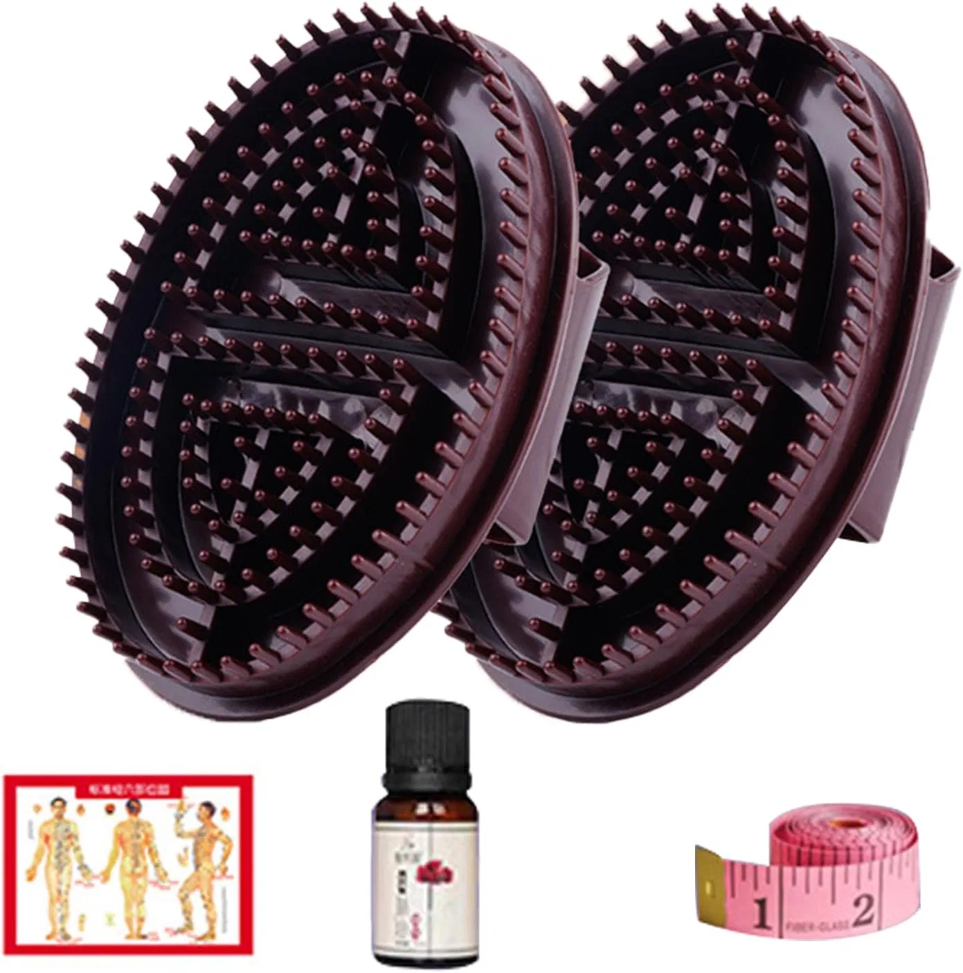 Массажная щетка Meridian Brush, 2 шт + масло 100 мл, Прозрачный Generisch