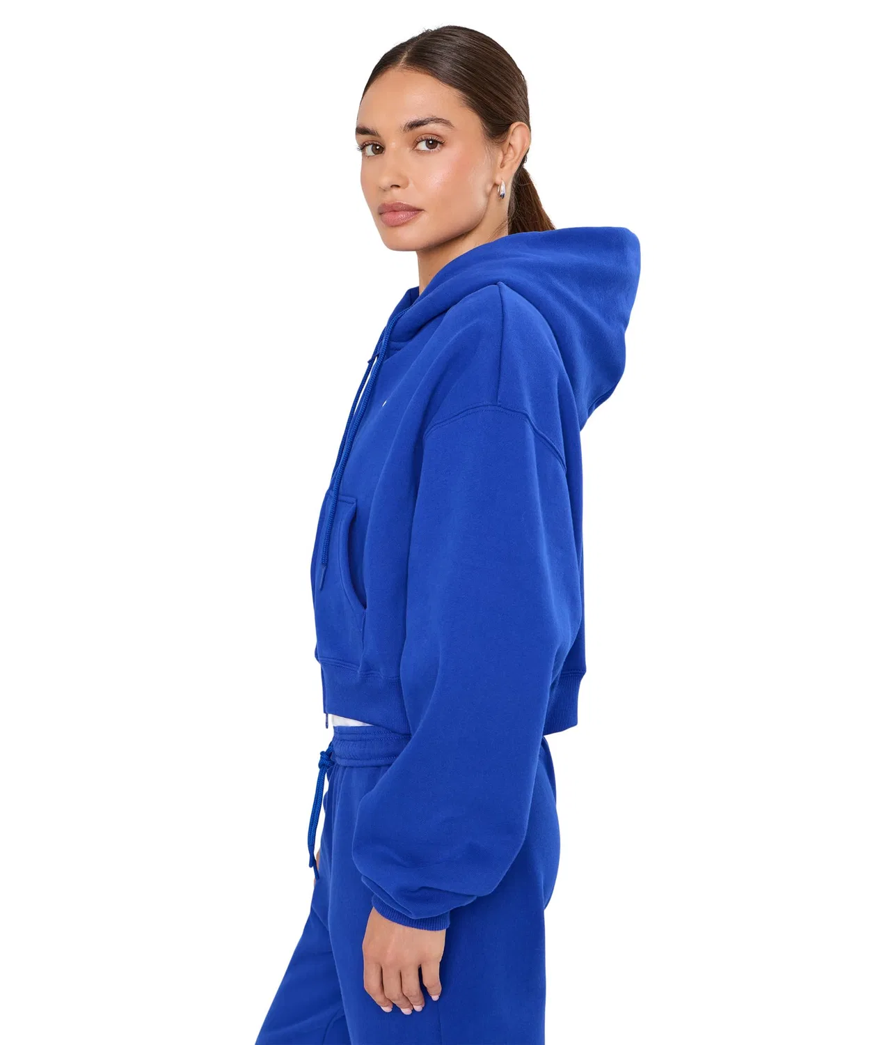 Укороченная толстовка Studio Fleece средней плотности на молнии. Nike, Old Royal/Sail — фото 3