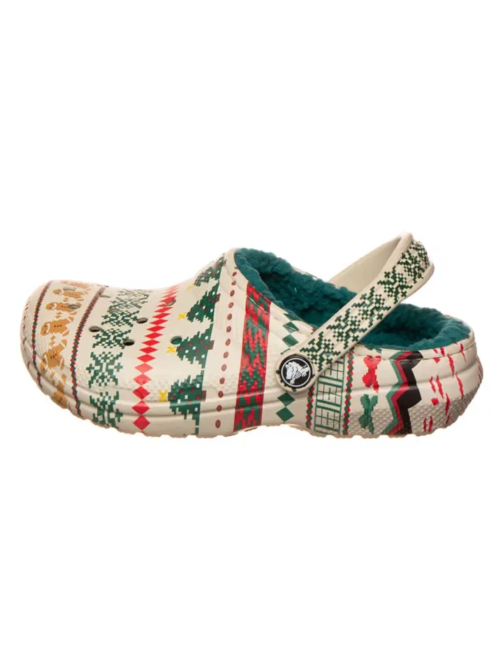 Сабо утепленные Lined Fair Isle Crocs, бежевый