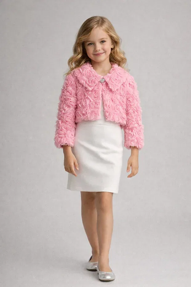 Детское болеро для девочек с принтом 3D rose textured Monita, Pink