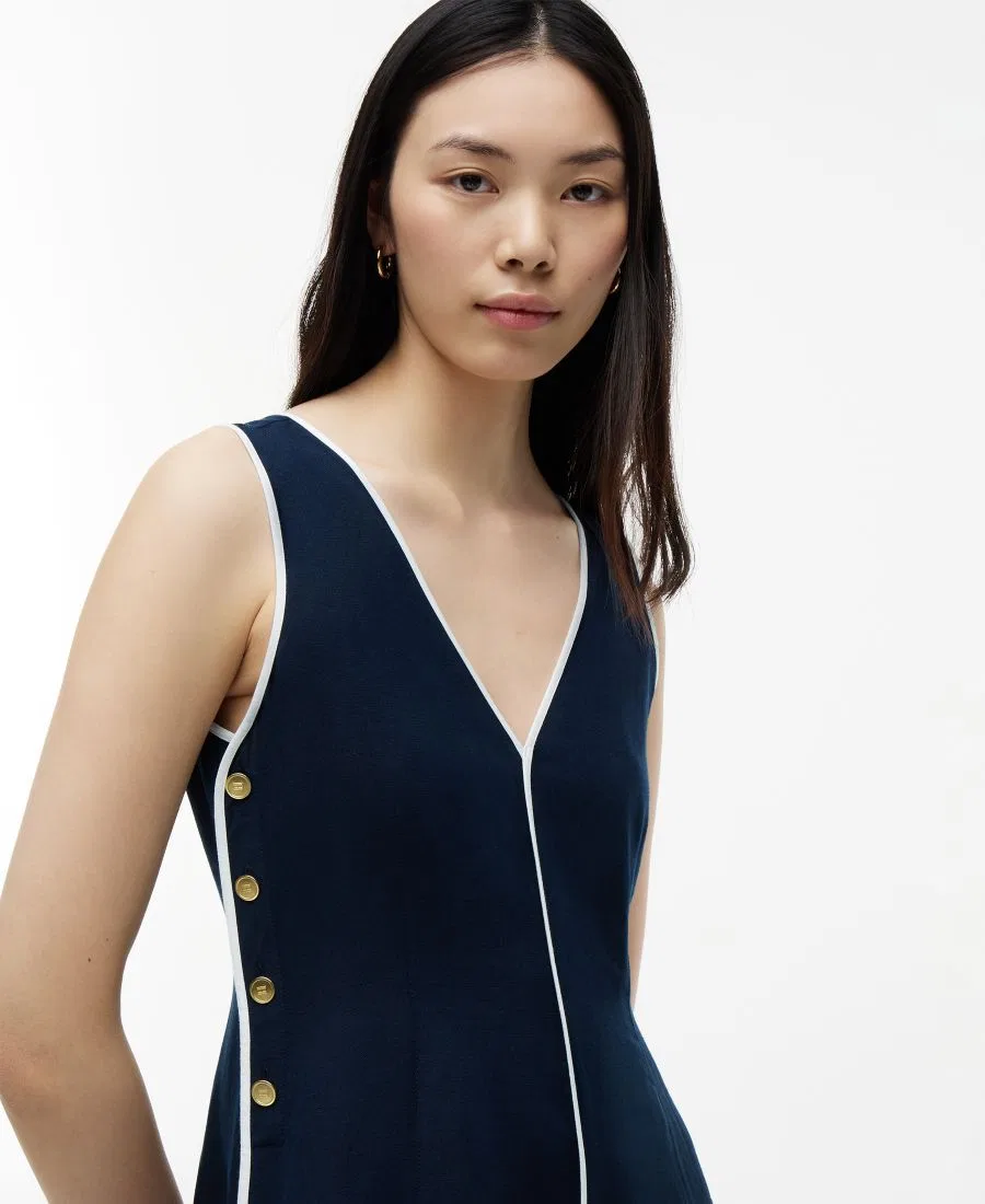 Платье-трапеция без рукавов из льна Tommy Hilfiger, Dark Night Navy — фото 2