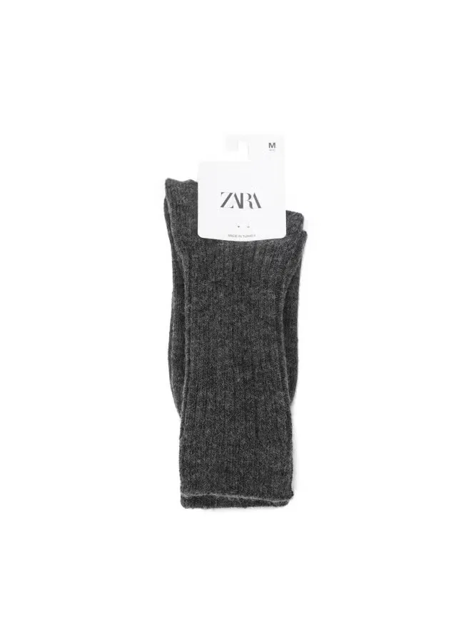 Носки с однотонным дизайном Zara, черно-серый — фото 2