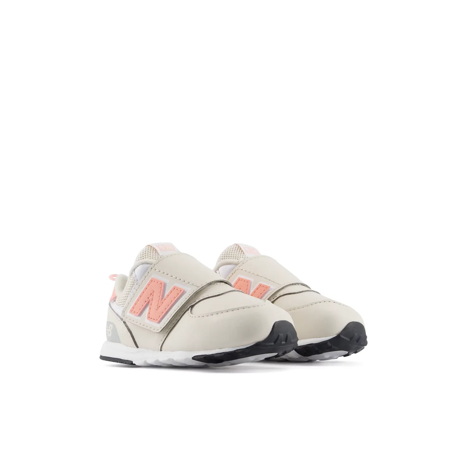 Детские кроссовки New Balance 574 New-B Hook & Loop с застежкой-велкро, Linen With Pink Lemonade — фото 2