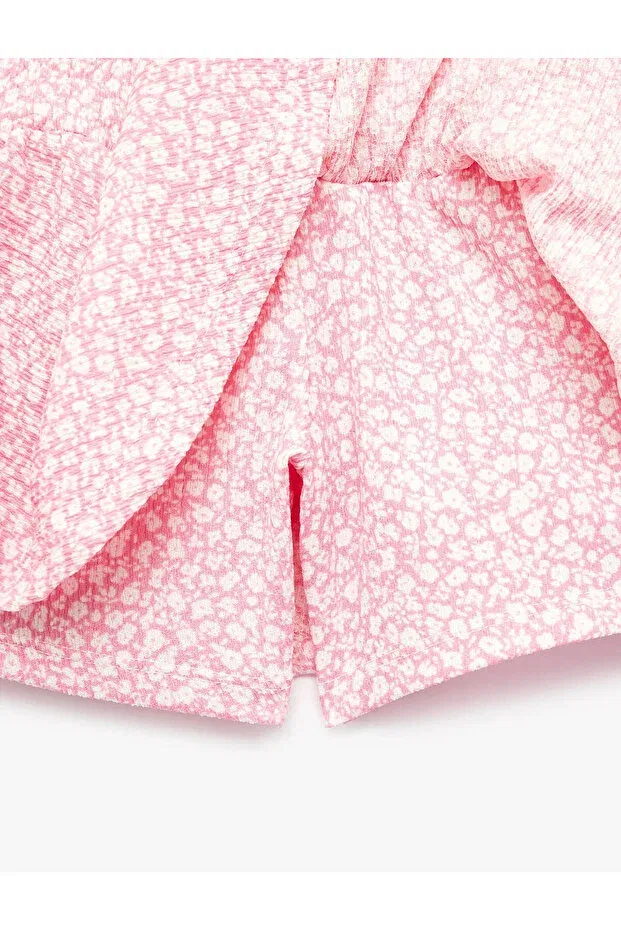 Детские шорты для девочек с принтом Bowknot floral patterned pleated pink girls' shorts 6skg40177ak Koton, Pink Patterned — фото 3