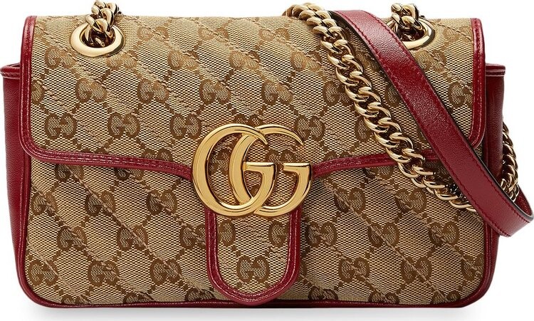 

Сумка Gucci GG Marmont Mini Bag Beige/Ebony/New Cherry Red, бежевый