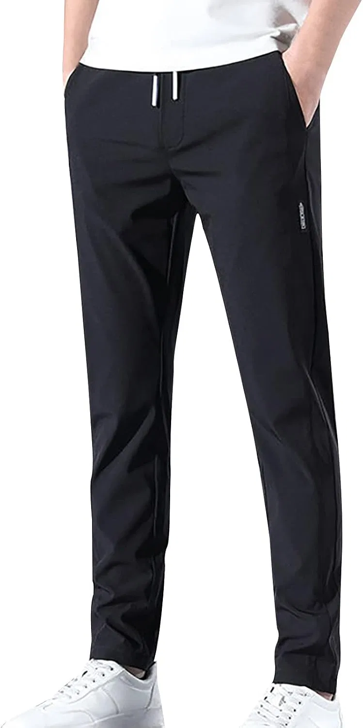 Мужские быстросохнущие спортивные штаны с эластичным поясом, чёрный
