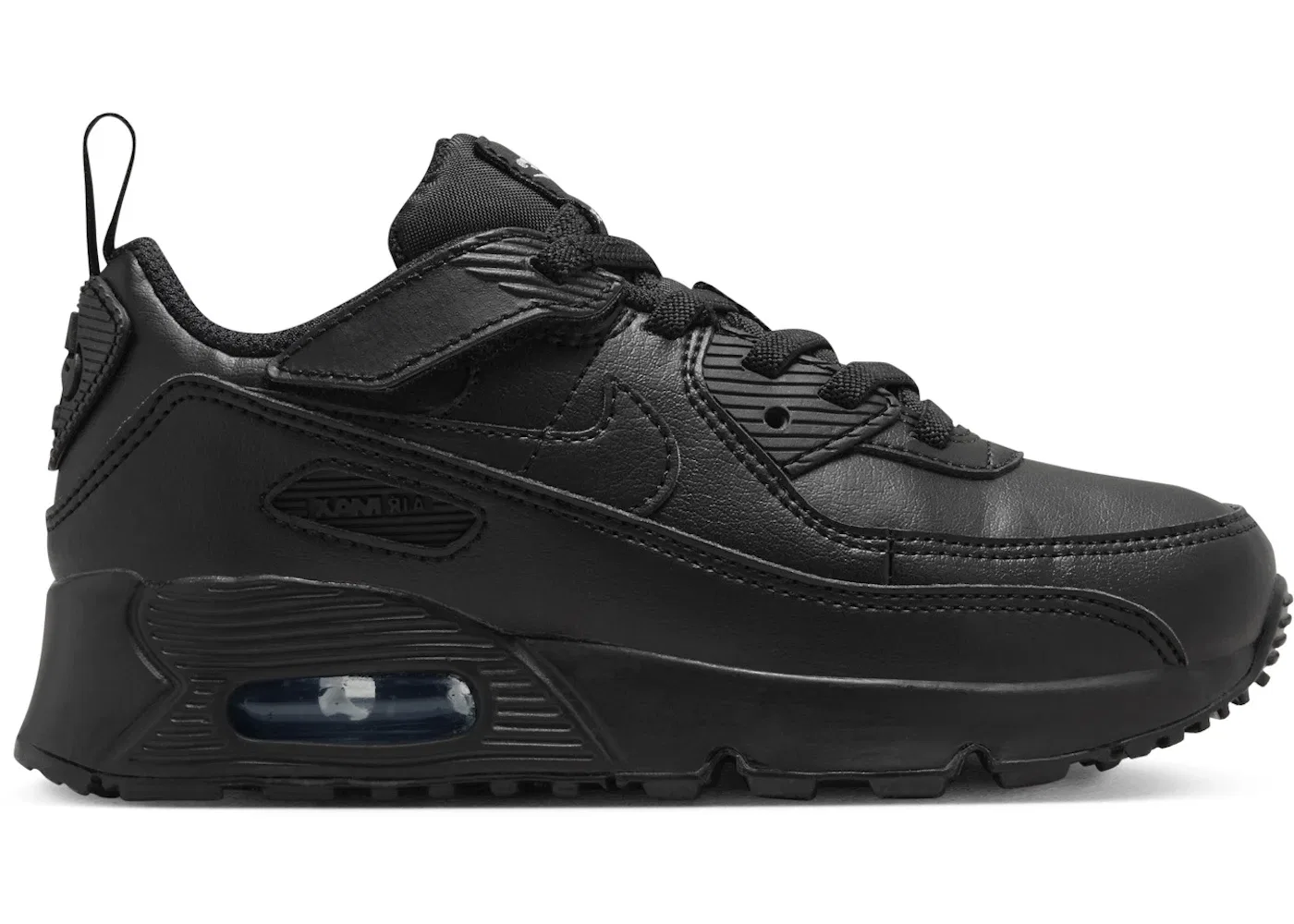 Детские кроссовки с длинным шнурком Nike Air Max 90 EasyOn, Black/Black/White/Black