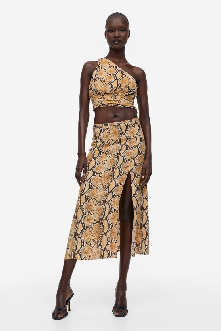

Юбка из крепа H&M, бежевый/под змеиную кожу