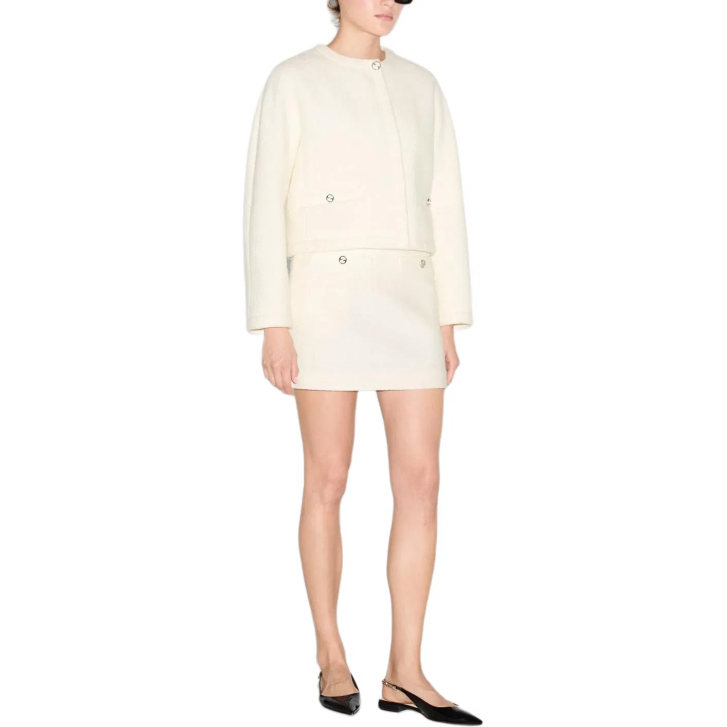 Женская мини-юбка из твида Bouclé Mini Skirt GUCCI, White — фото 4