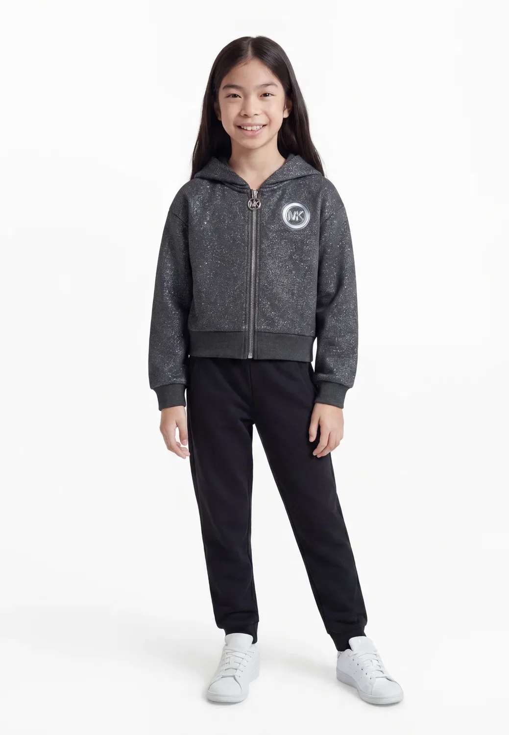 Кардиган с капюшоном для детей и подростков - толстовка на молнии Michael Kors Kids, Grey Marl Medium