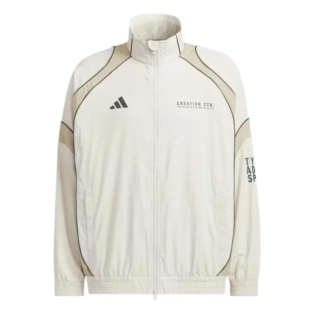 Мужская куртка с высоким воротником и множеством карманов, вязаная, Adidas, Beige/Amazing Stuff