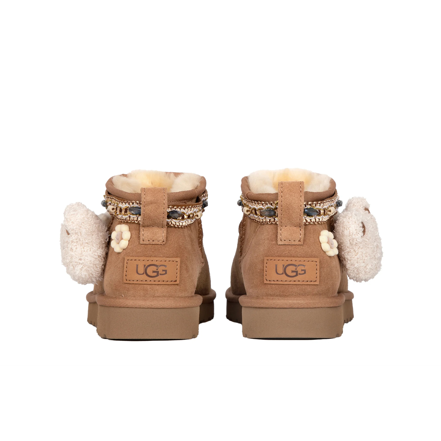 Ботинки женские UGG Classic Ultra Mini с декором, темно-коричневый — фото 4