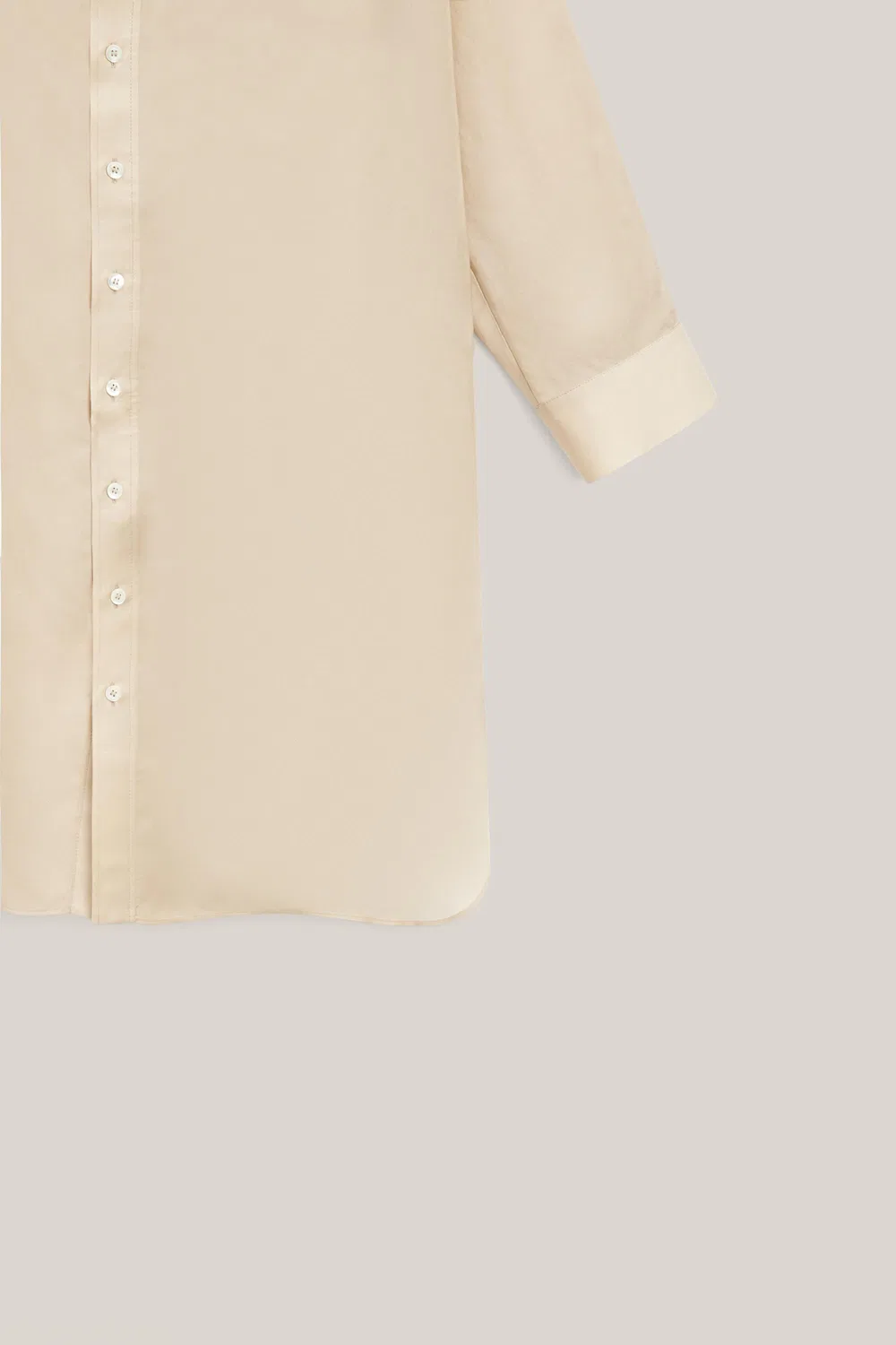 Длинная струящаяся рубашка свободного кроя - лимитированная серия Massimo Dutti, кремовый — фото 3