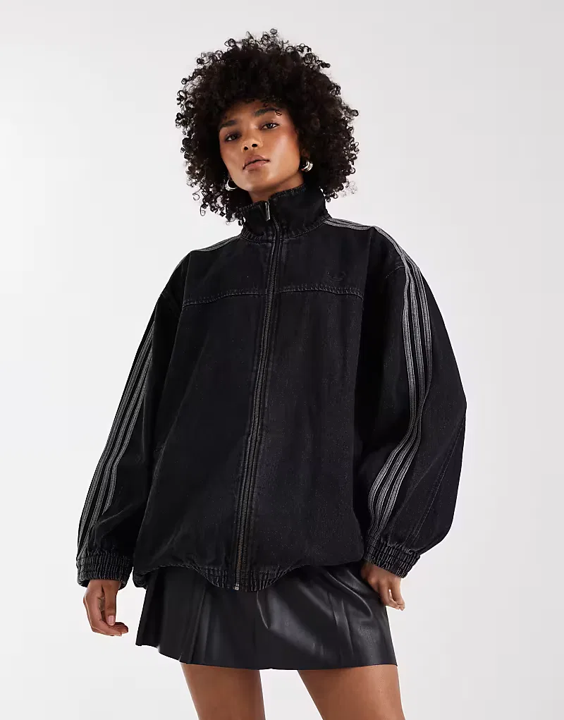 Спортивная куртка Adidas Originals Firebird Adilenium из денима, черный