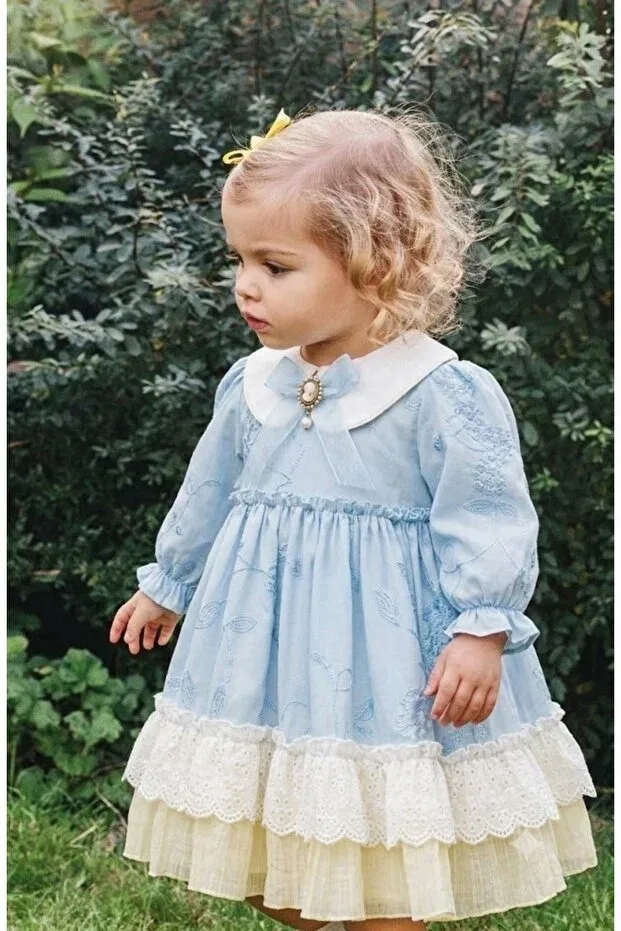 Детское платье для девочек с длинным рукавом Party Noy Noy, Blue — фото 4