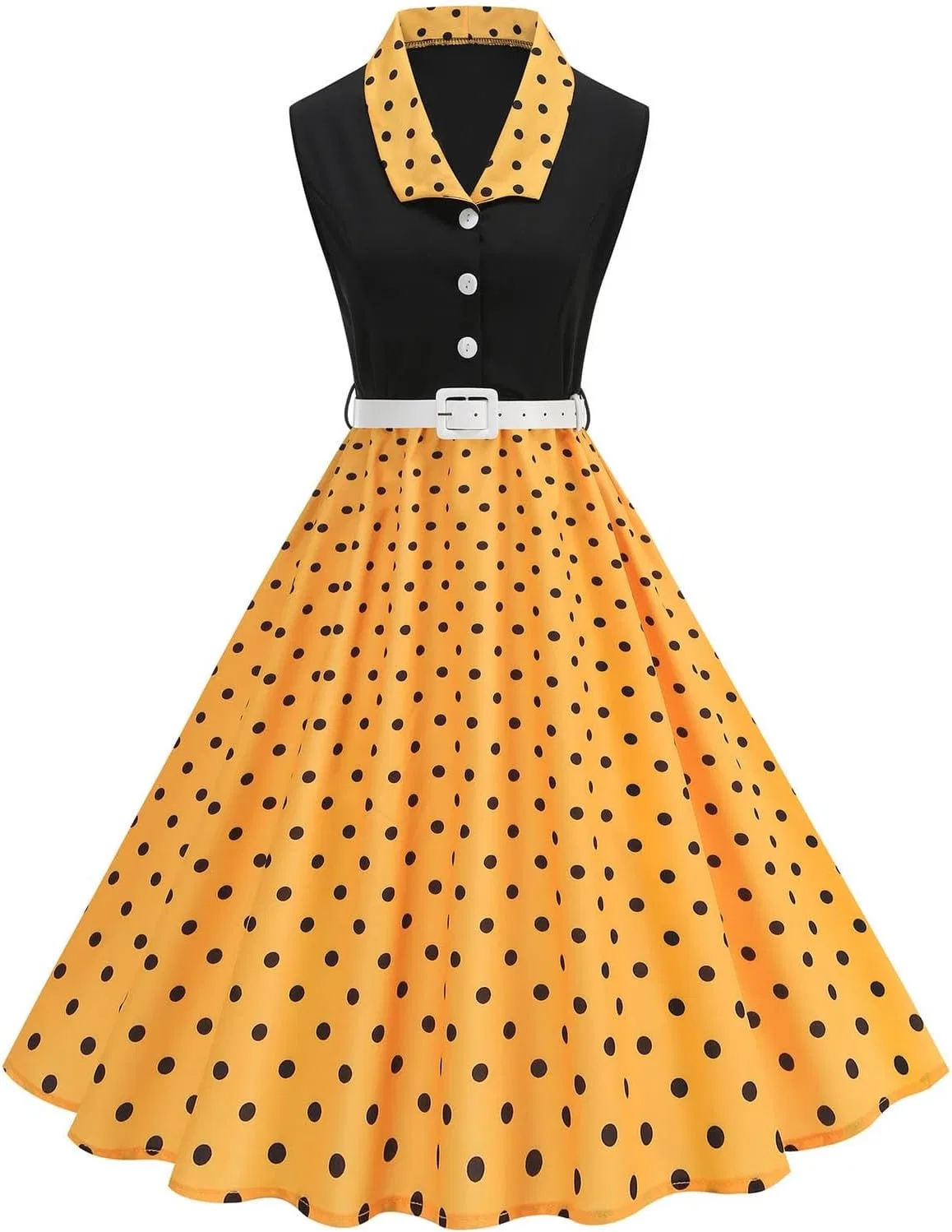 Женское повседневное платье с горошком A-line, Yellow