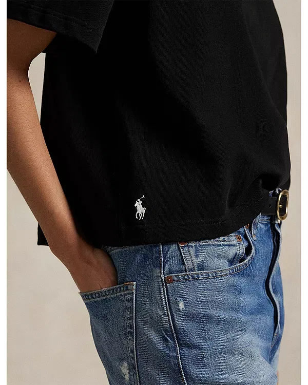 Женская футболка с круглым вырезом Relaxed Cropped Crewneck Tee Ralph Lauren, черный — фото 4