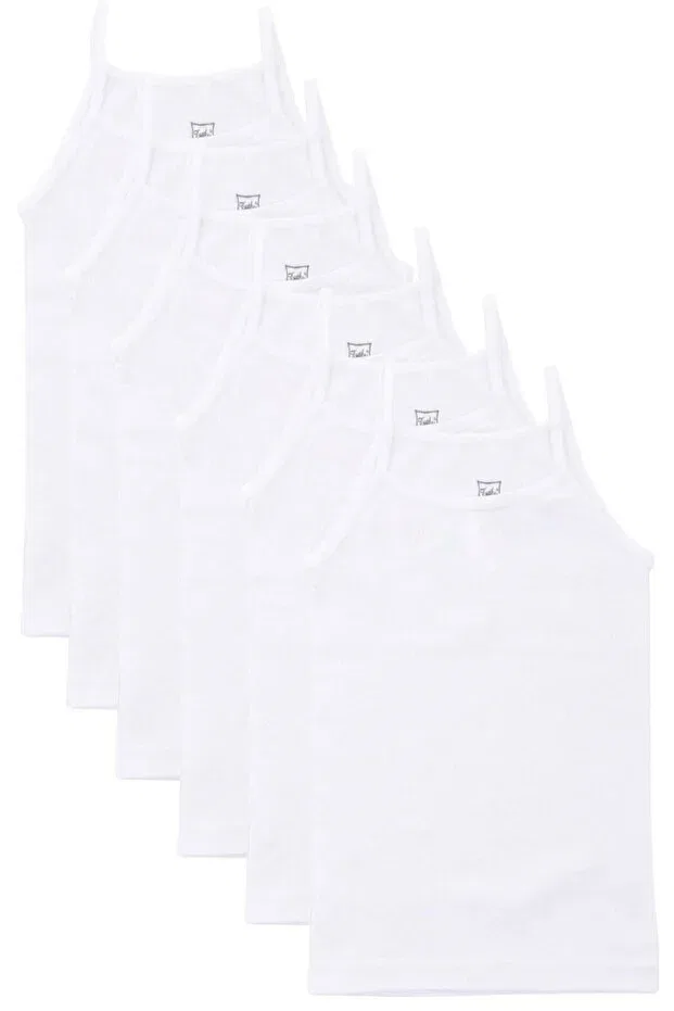 Детский топ на тонких бретелях хлопковый комплект 6 штук Tutku, White