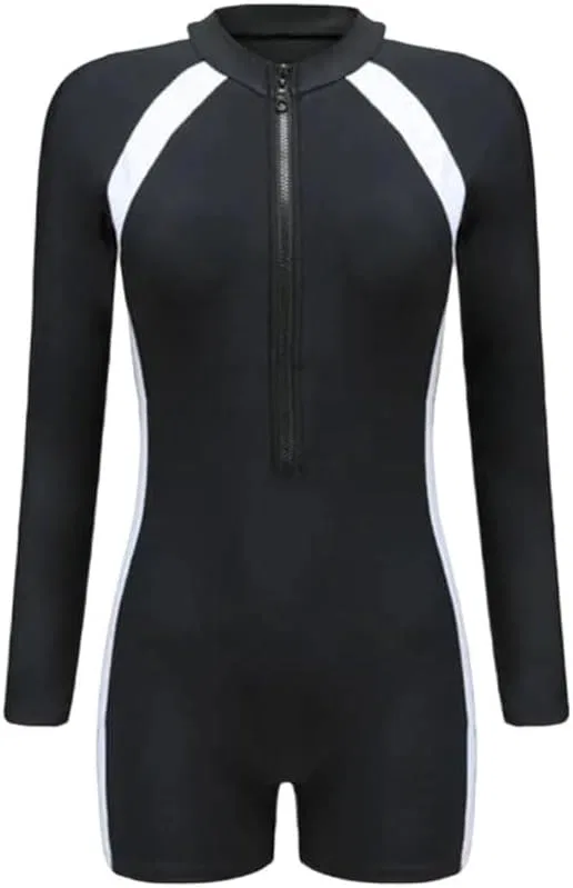 Женский цельный купальник с эффектом утяжки Quick-Dry, Black/White