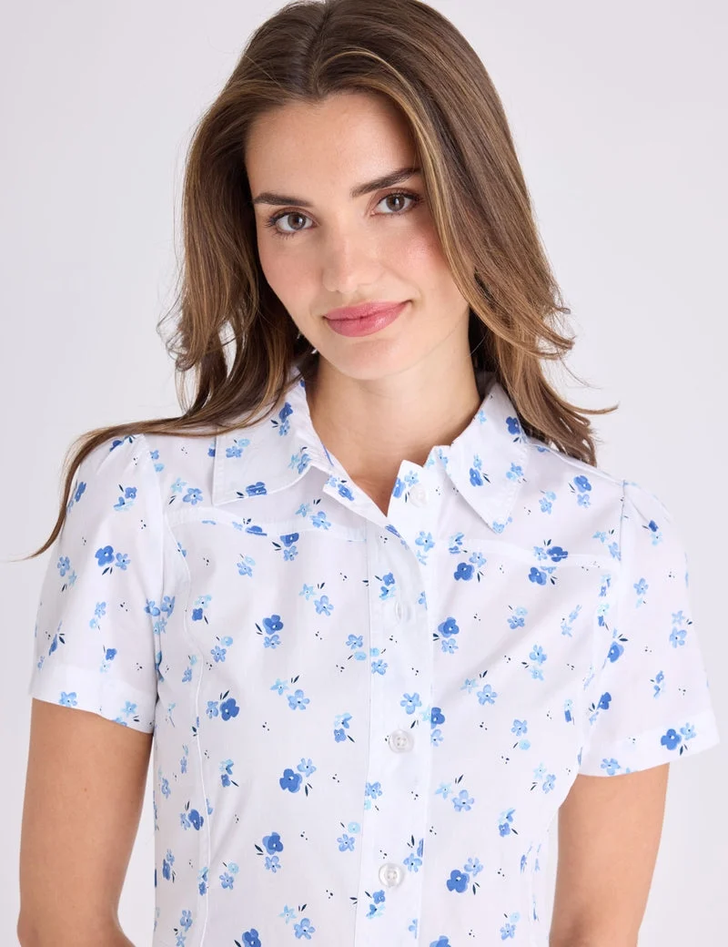 Женское платье U.S. Polo Assn. Floral Fitted Poplin Circle, белый — фото 4