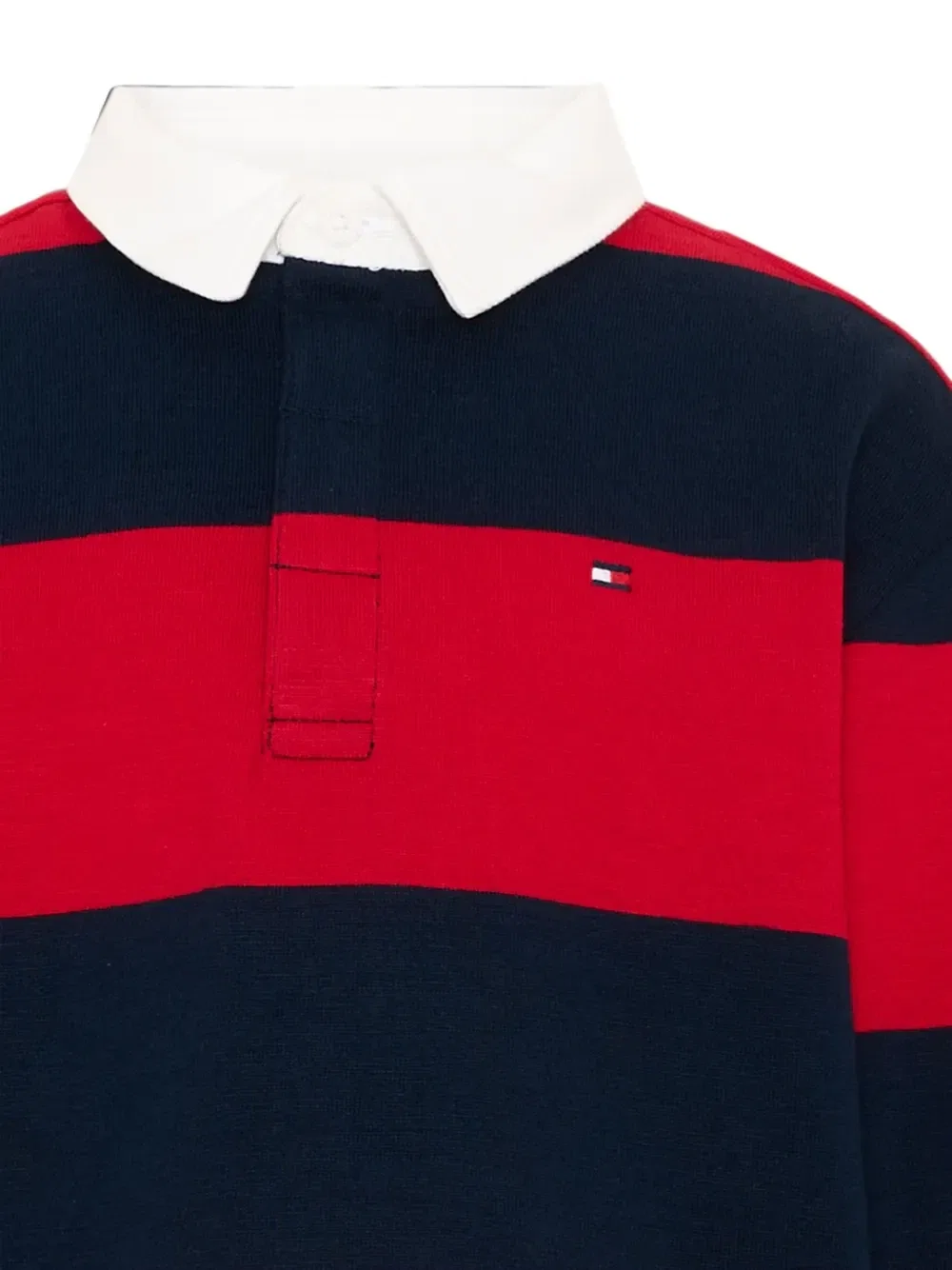 Полосатая рубашка-поло с длинным рукавом Tommy Hilfiger Junior, красный — фото 3