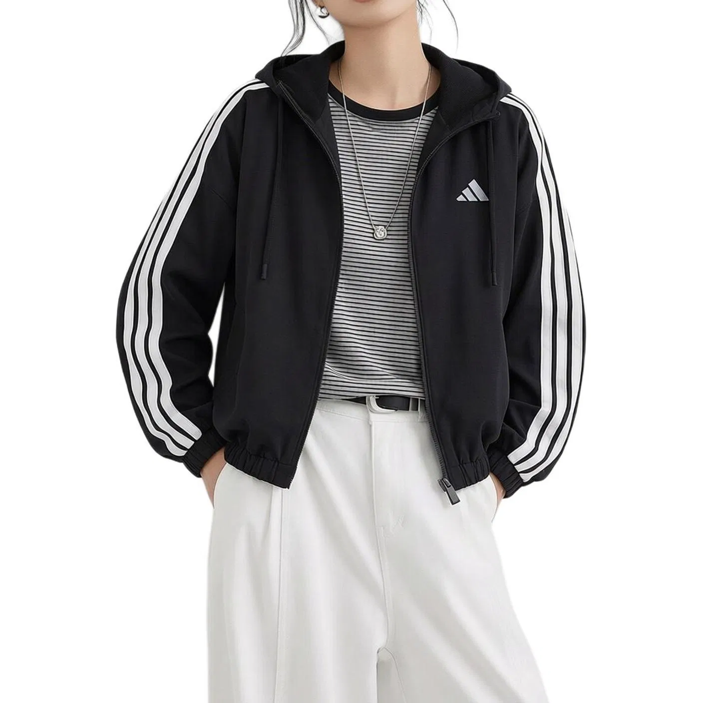 Женская куртка прямого кроя Adidas, Black/White