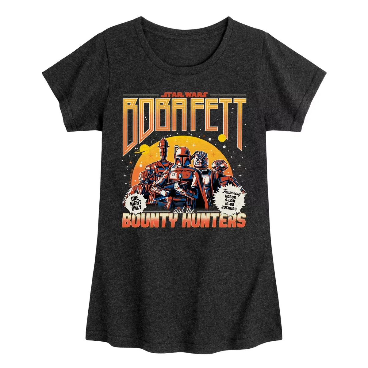 Детское платье для девочек с принтом Star Wars Boba Fett and the Bounty Hunters Band, Heather Black