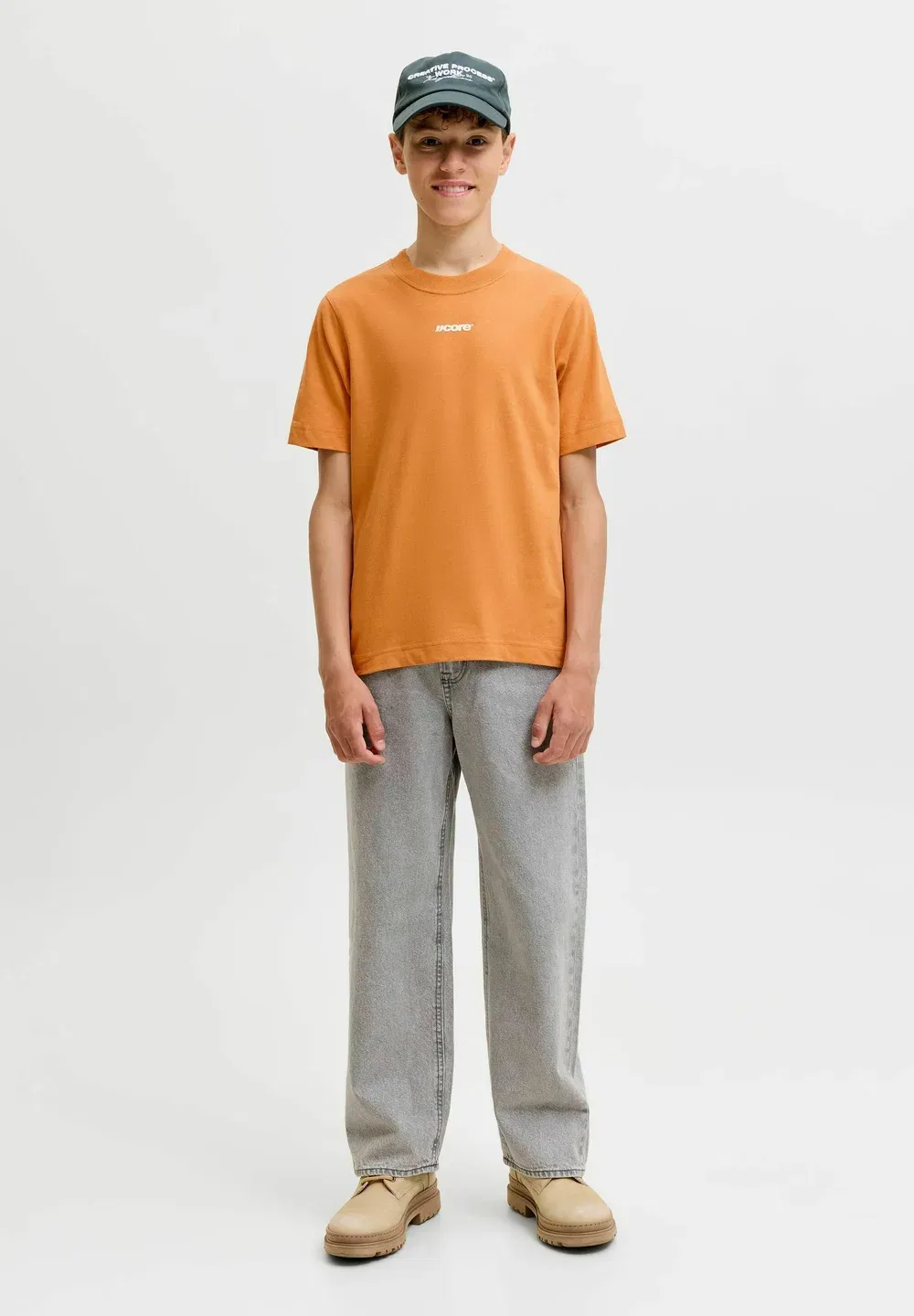 Футболка с надписью Jcoclub на спине, размер ss, cn sn jnr - футболка с принтом Jack & Jones Junior, Tomato Cream
