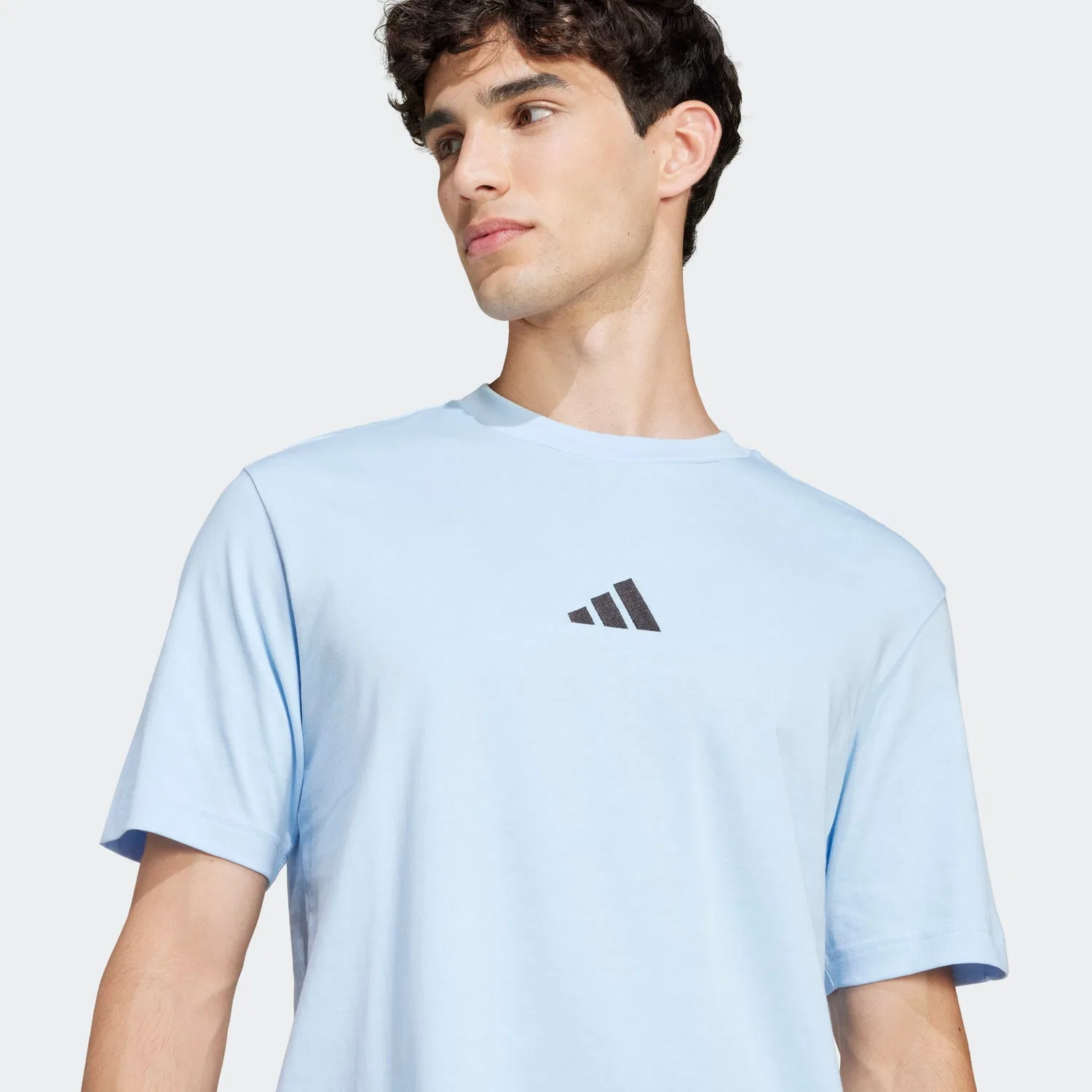 Детская хлопковая футболка с логотипом Adidas Sportswear, Glow Blue/Black — фото 4
