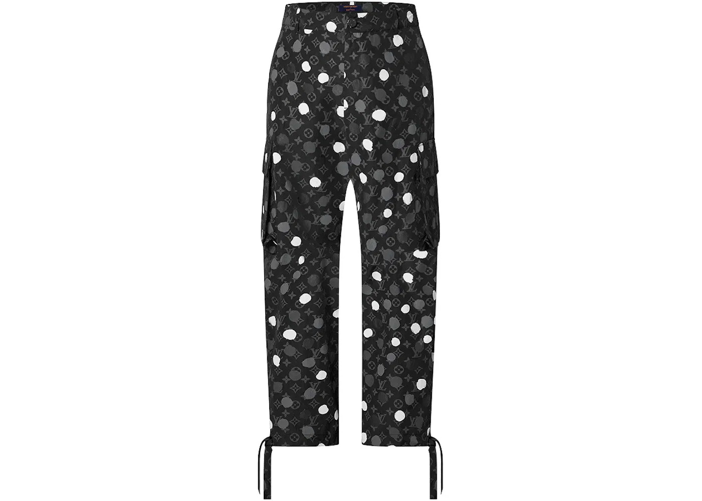 Мужские брюки с принтом Louis Vuitton x Yayoi Kusama Monogram Painted Dots Cargo Pants, Sea Lion Grey