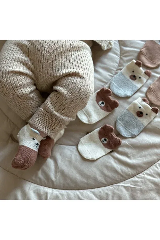 Детские носки с принтом 3-шт Bear Patterned Hogso, Colorful