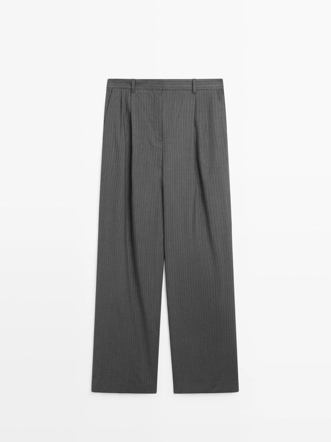 Брюки Massimo Dutti Pinstripe Cool Wool Blend Suit, серый — фото 2