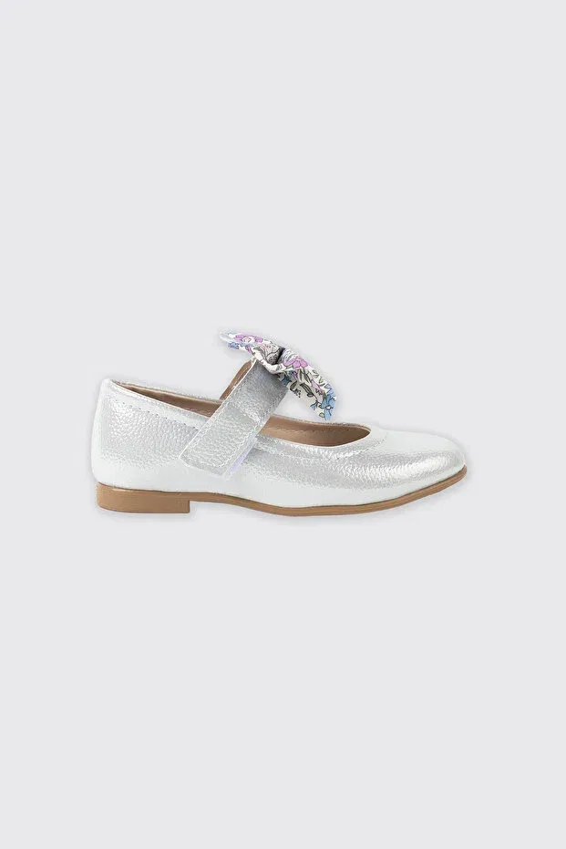 Детские балетки для девочек с бантом Liberty fabric ribbon detailed ballerinas Made With Liberty Fabric, Silver