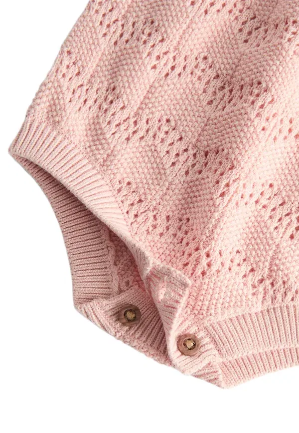 Ромпер с оборками, хлопок, Frill knitted romper - body, Marks & Spencer, rose pink, розовый — фото 3